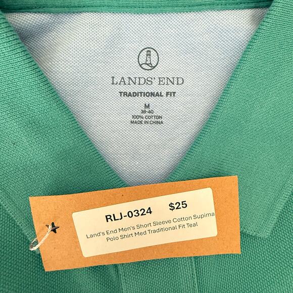 Land's End Men's Short Sleeve Cotton Supima Polo Shirt - Picture 3 of 5